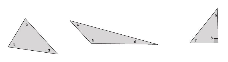 Lesson 13: Angle Sum of a Triangle Classwork Concept Development 1 + 2 + 3 = 4 + 5 + 6 = 7 + 8 + 9 = 180