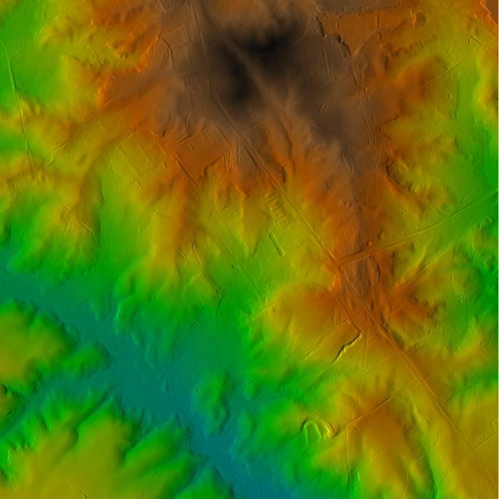 Figure 2. Bare-earth LIDAR of the tile at 1-meter resolution. The multiple return data is from the North Carolina and FEMA coordinated LIDARbased floodplain mapping project beginning in 2001.