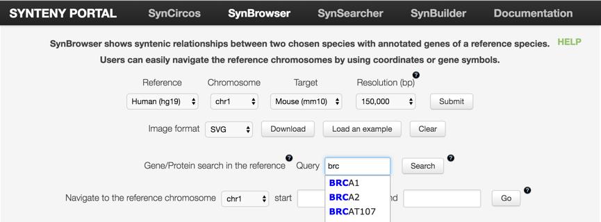 Users can resize the visible region by resizing the blue box on the black scale bar. When users clicks on a specific gene, the UCSC genome browser is shown.