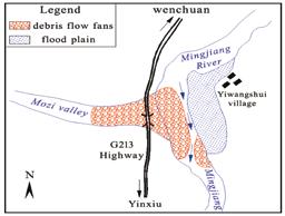 of the damming process MAGNITUDE OF THE DEBRIS FLOW The volume of debris flow damming Minjiang River can