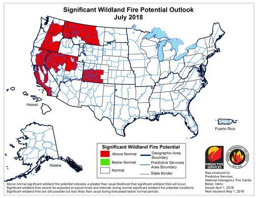 National Predictive Services unit. Wildfire activity will increase across portions of the nation in April.