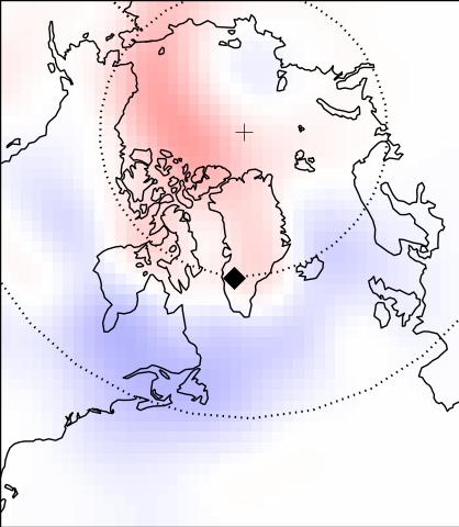 The annual summertime (JJA) anomaly from the