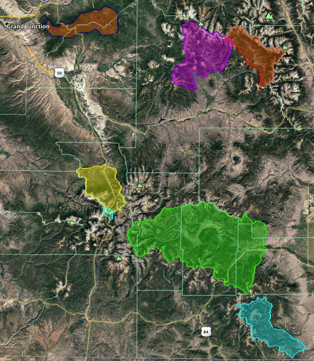 Colorado activities Uncompahgre above Ridgway 1-4 Melt season flights since 2013 (NASA Terrestrial Hydrology) Rio Grande & Conejos Rivers 2 melt season flights 2015, 2016 (CWCB) 1 flight 2017 Grand