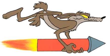 The road runner is standing still but spots the coyote at t = 0 and races with constant