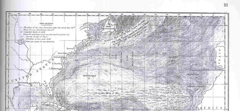 Maury s Chart of the Gulf Stream Subtropical gyres: intense western currents diffuse eastern