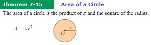 Chapter 7 Sect. 7 Recall the following for finding area of a circle.