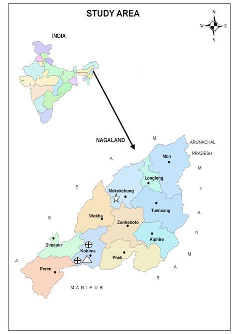 Figure: Map showing the distribution of genus Radula in Nagaland = Distribution of Radula