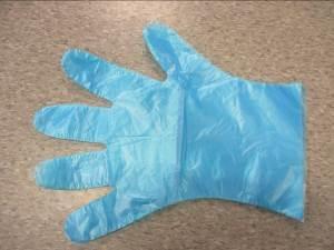 003 PE/CPE plastic glove in blue (Style: