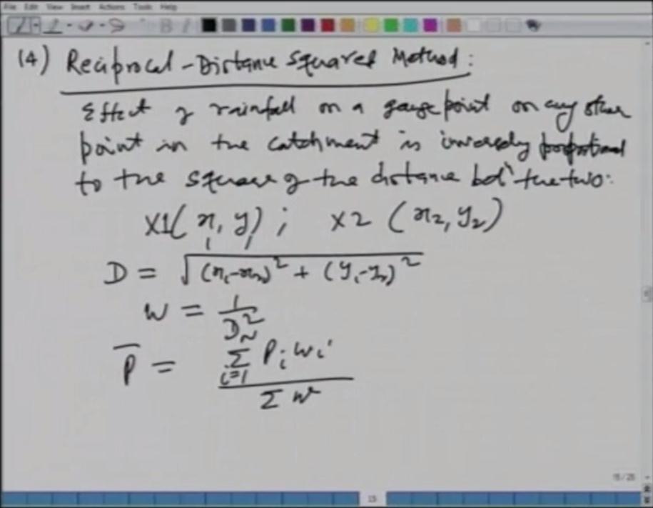 (Refer Slide Time: 30:01) And the last one we are going to look at quickly is called the reciprocal distance squared method.