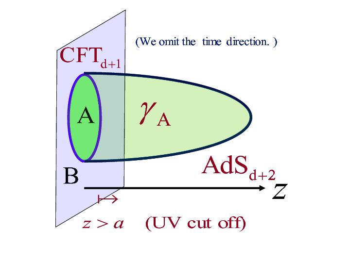 AdS/CFT proposal (Ryu&Takayanagi) γ A minimal area surface in the bulk such that A = γ A S A = Area(γ A) 4G N Inspired in Beckenstein-Hawking formula!