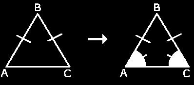 AB = BC So the base angles are BAC and BCA because they are opposite the sides that are equal in length (AB and BC). So BAC = BCA.