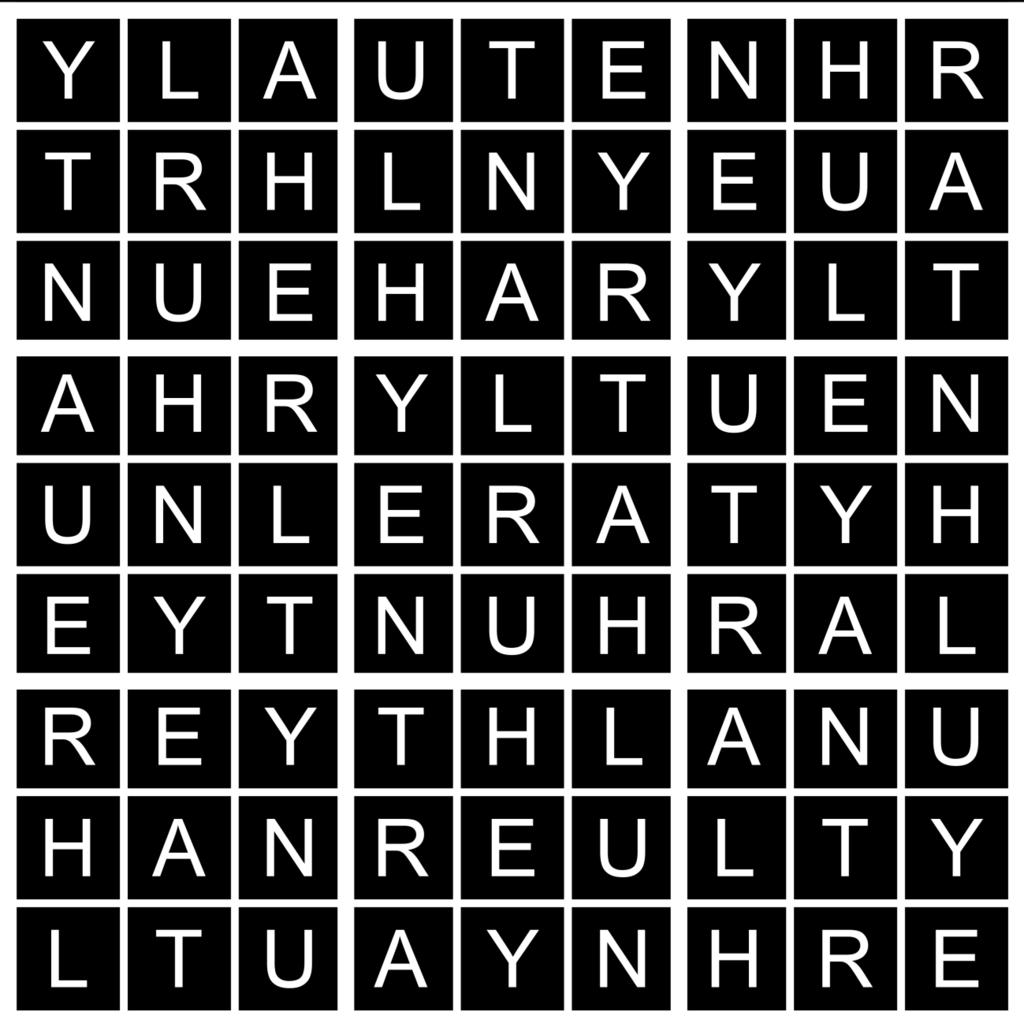 WORD SUDOKU PUZZLE #5 UNEARTHLY