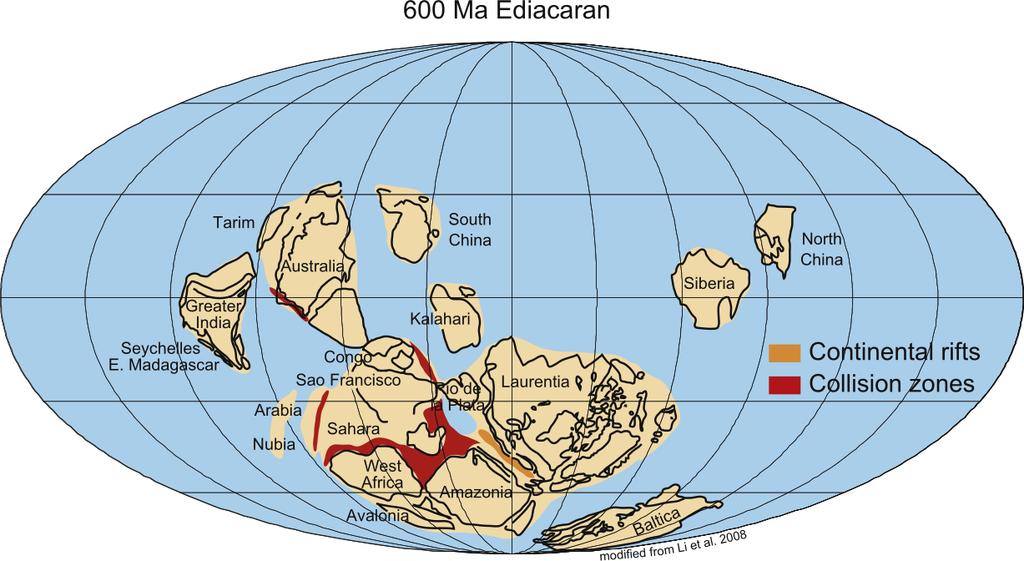 Ediacarian period: 635 550 Mya Ediacarian continents