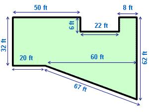 D. 261 ft. 89. Use the information given to find the area of the backyard. A. 3328 sq. ft. B. 2650 sq. ft. C. 2518 sq. ft. D. 4960 ft. 90.