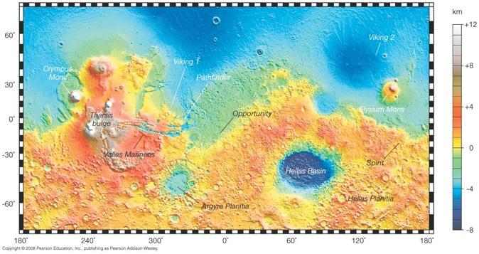 10.4 The Martian Surface This map shows the main surface