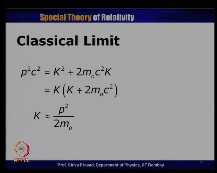 (Refer Slide Time: 52:36) Let us just look at the classical limit of this particular equation. The classical limit of this particular equation, I just take K out.