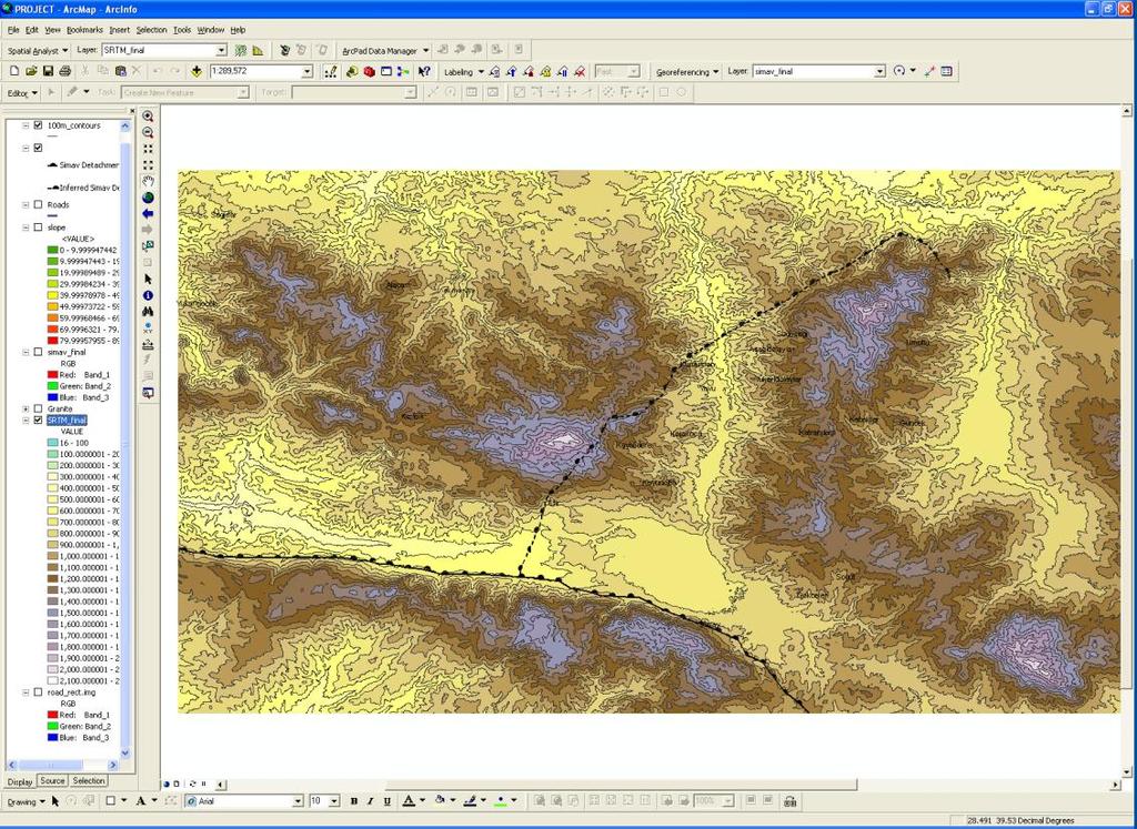 To better analyze this problem, I classified the SRTM raster with equal intervals of 100m (Figure 17).