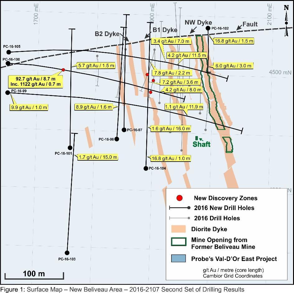 downhole. Drilling on both of the new high-grade discovery zones is continuing and results will be announced as soon as they are available.