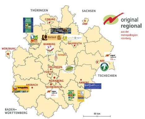 Some project examples Regional chains of value added in Nürnberg region: 16 formerly independent partners promote regional food products, Siemens canteen consumes for 4 Mio.