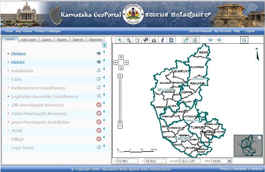 Karnataka GeoPortal s Map Viewer Karnataka GeoPortal s Catalog 1.