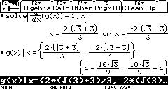 g(4) g(0) m 4 0 6 2 m 1 4 TI-8 TI-89/ 92/ Voyge 200 () Find the coordintes of ll points in g where the grdient of the tngent is equl to the verge grdient.