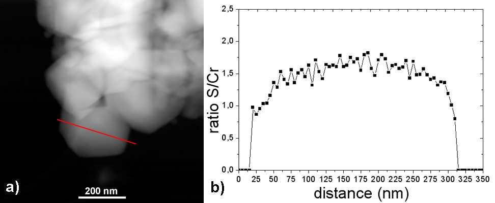 Figure S2. a) HAADF STEM image of the MIL-100(Cr)/S@155 sample.