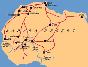 Routes of Travel Caravan routes across the Sahara Desert US