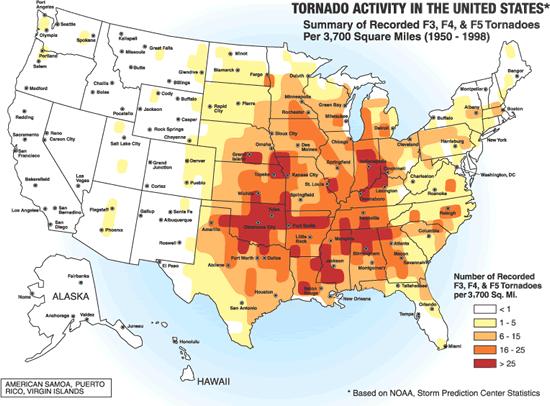 Tornadoes Although tornadoes occur in many parts of the world, these destructive forces of nature are found most frequently in the United States east of the Rocky Mountains during spring and summer