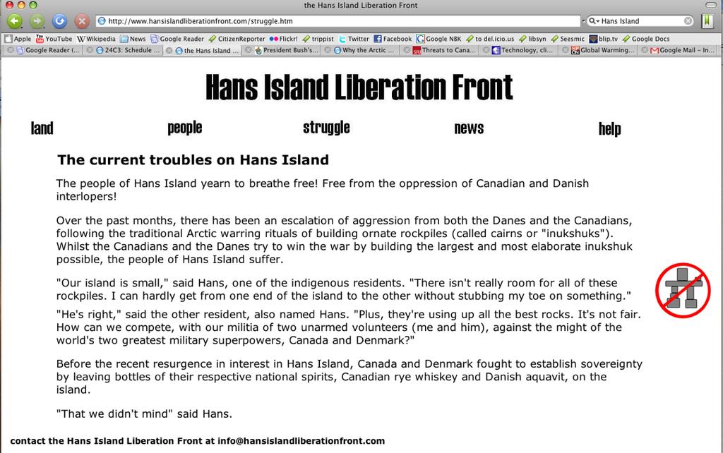 Hans Island? * TINY UNINHABITED KNOLL, 1.