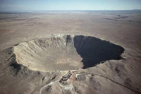Near Winslow, Arizona, you can visit a crater that was made from a meteorite. The crater is nearly one mile across, 2.