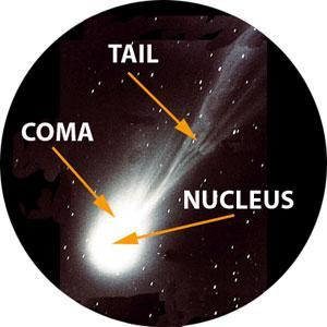The coma is a spherical blob of gas that surrounds the nucleus of a comet.