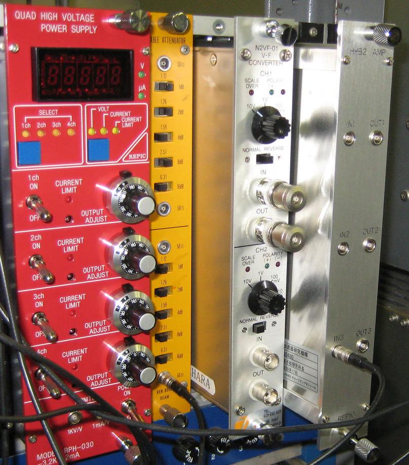 Integrated to a NIM module HV PS attenuatorvf converter