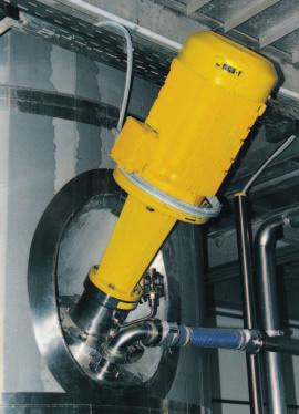 E Free flowing powders can be drawn in by the negative pressure created by the rotor-stator-system below the liquid level into the mixing