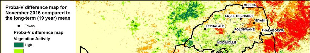 NDVI Figure 6: ProbaV difference map for November 2016 compared to the long-term