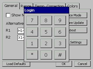 GENERAL MENU: (cont.) 8 0 SERVICE MODE In the Setup Menu is a Service Mode. This Mode is for internal service use only and not accessible. A login code is required. Touch # to Exit.