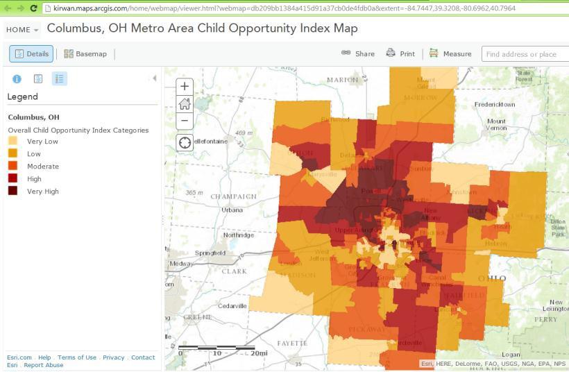 Tips for Exploring the Opportunity Map Select as your first map the metro area of a city you know well.