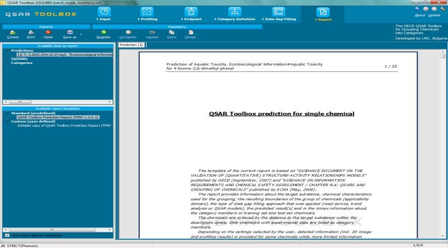 Report Overview The Report module can generate a report on any of predictions performed with the Toolbox.