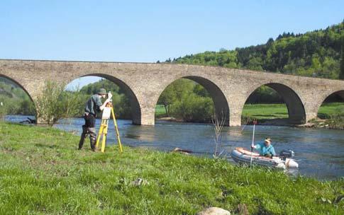 Surveying of river cross-sections field surveying (tachymetry) parameters: elevation, hydrological parameters (roughness,
