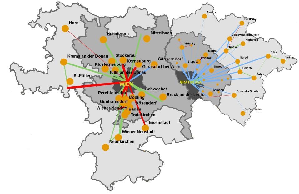 ESPON & TU Wien 2012: VII Differences in commuting between Vienna s functional integration