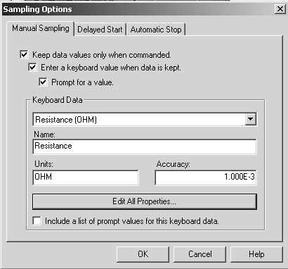 Preparing to Make Measurements: You can use DataStudio s Manual Sampling mode to time your measurements, enter the results into a data table, calculate the temperature and analyze the results.