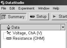 Click the Edit All Properties tab and a Data Properties window will open. Name the measurement Resistance, set the variable name to R and the units to ohm. Click OK on both windows.