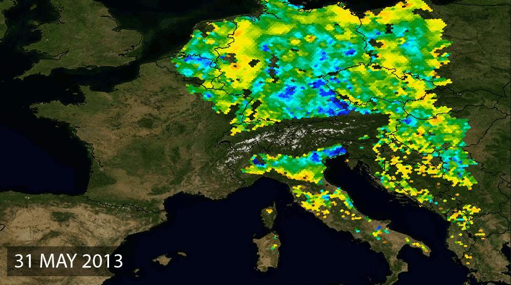 ESA The map, generated using ESA s SMOS (Soil Moisture Ocean Salinity satellite) data, shows the soil moisture values across central Europe on 31 May 2013.