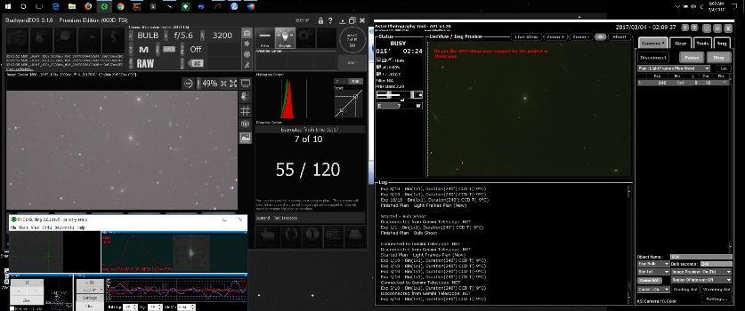 occasions already. However, if you move the polar alignment at all, you need to do that again. After alignment, I can fire up the software for the 3 cameras.