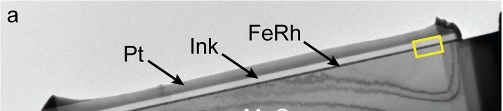 Supplementary Note 1 Description of the sample and thin lamella preparation A 5nm FeRh layer was epitaxially grown on a go (1) substrate by DC sputtering using a co-deposition process from two pure