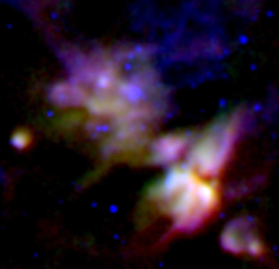 Fig. 4 FORCAST and NICMOS Images of the Inner 6 pc of the Galactic Center More recently during Cycle 1 FORCAST looked at massive star formation.