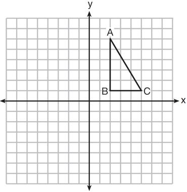 10. In the diagram below, transversal intersects and at V and W, respectively. If and, for which value of x is? (1) 6 (2) 16 (3) 24 (4) 28 11. Right triangle ABC is shown in the graph below.