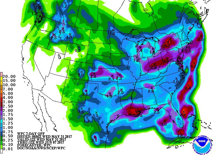 Drier weather next week in the Midwest will favor seeding, with showers delayed and shifted to the south/west, although the GFS model has a wetter risk.