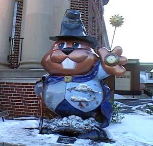 is introduced. Pre-holiday activities in Punxsutawney are then shown.