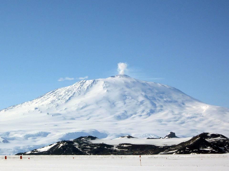 Mt. Erebus is the main active volcano in