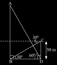 Q 4. The angle of elevation of the top of a hill at the foot of a tower is 60 and the angle of depression from the top of the tower to the foot of the hill is 0.